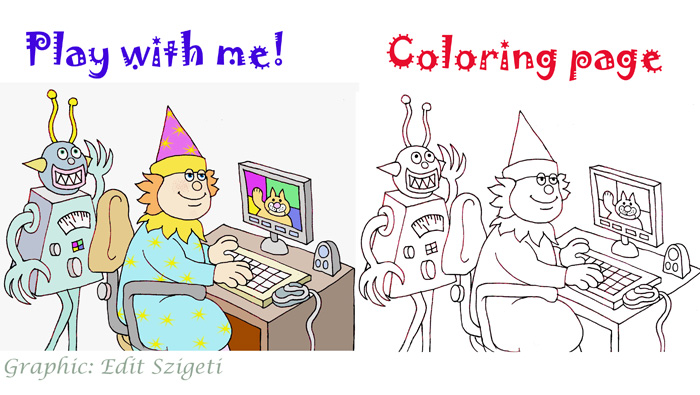 Coloring page-Computer jerk